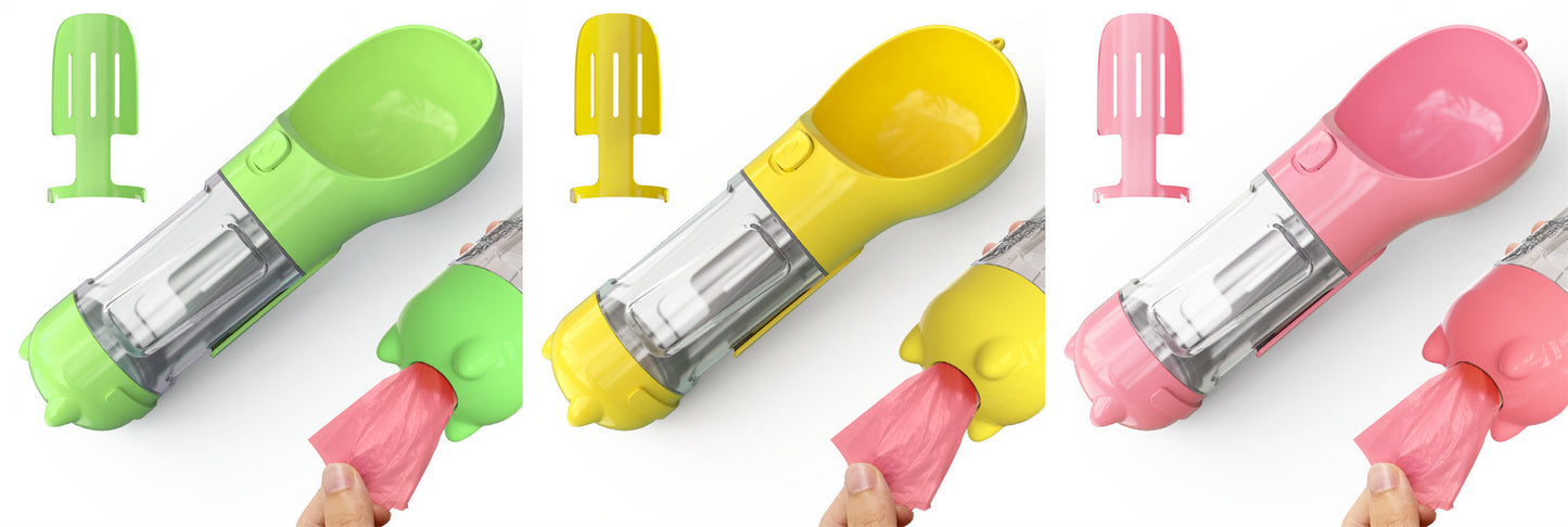 Pet Water Bottle Feeder Bowl Garbage Bag Storage Portable Pet Outdoor Travel 3 In 1 Dog Water Bottle - X2-Shopping