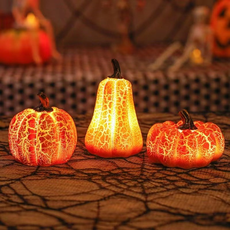Neu Halloween Kürbis Laterne Simulation Kürbis LED Kerze Lampe Harz Leucht Kürbis