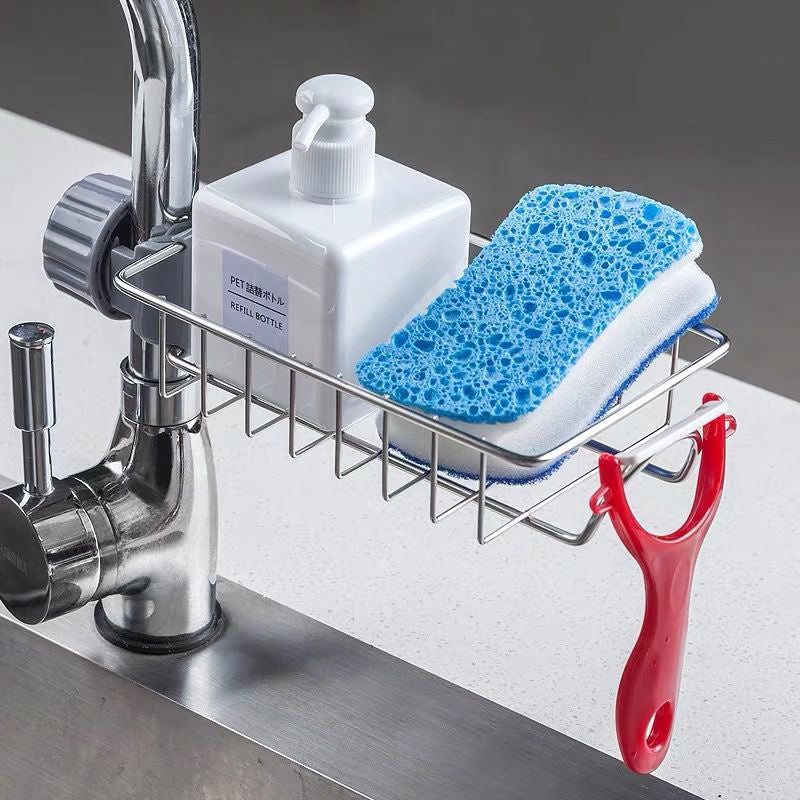 Einstellbare Waschbecken Abfluss Rack Schwamm Lagerung Wasserhahn Halter Seife Abtropffläche Regal Korb Organizer Küche Bad Zubehör