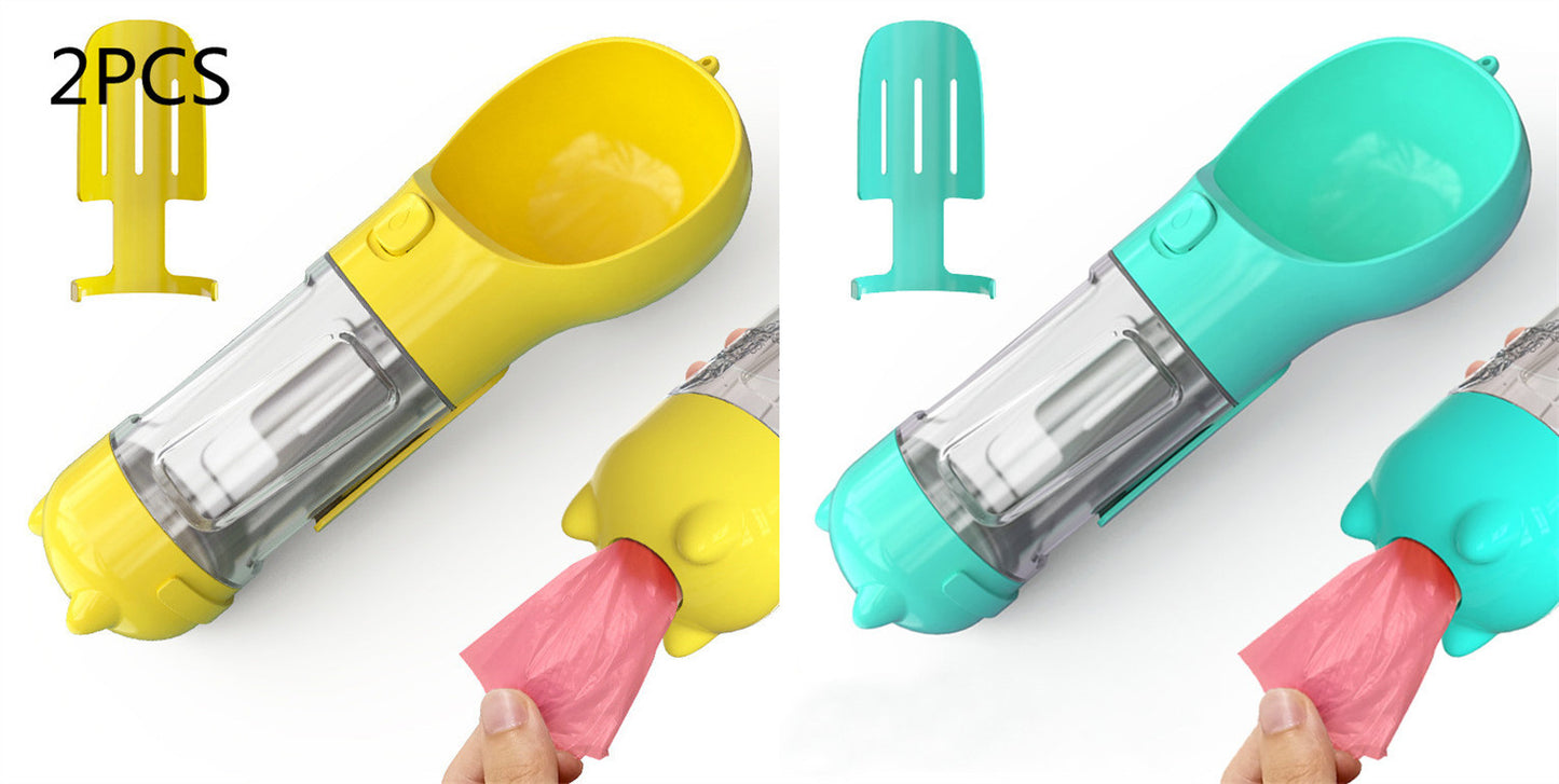 Pet Water Bottle Feeder Bowl Garbage Bag Storage Portable Pet Outdoor Travel 3 In 1 Dog Water Bottle - X2-Shopping