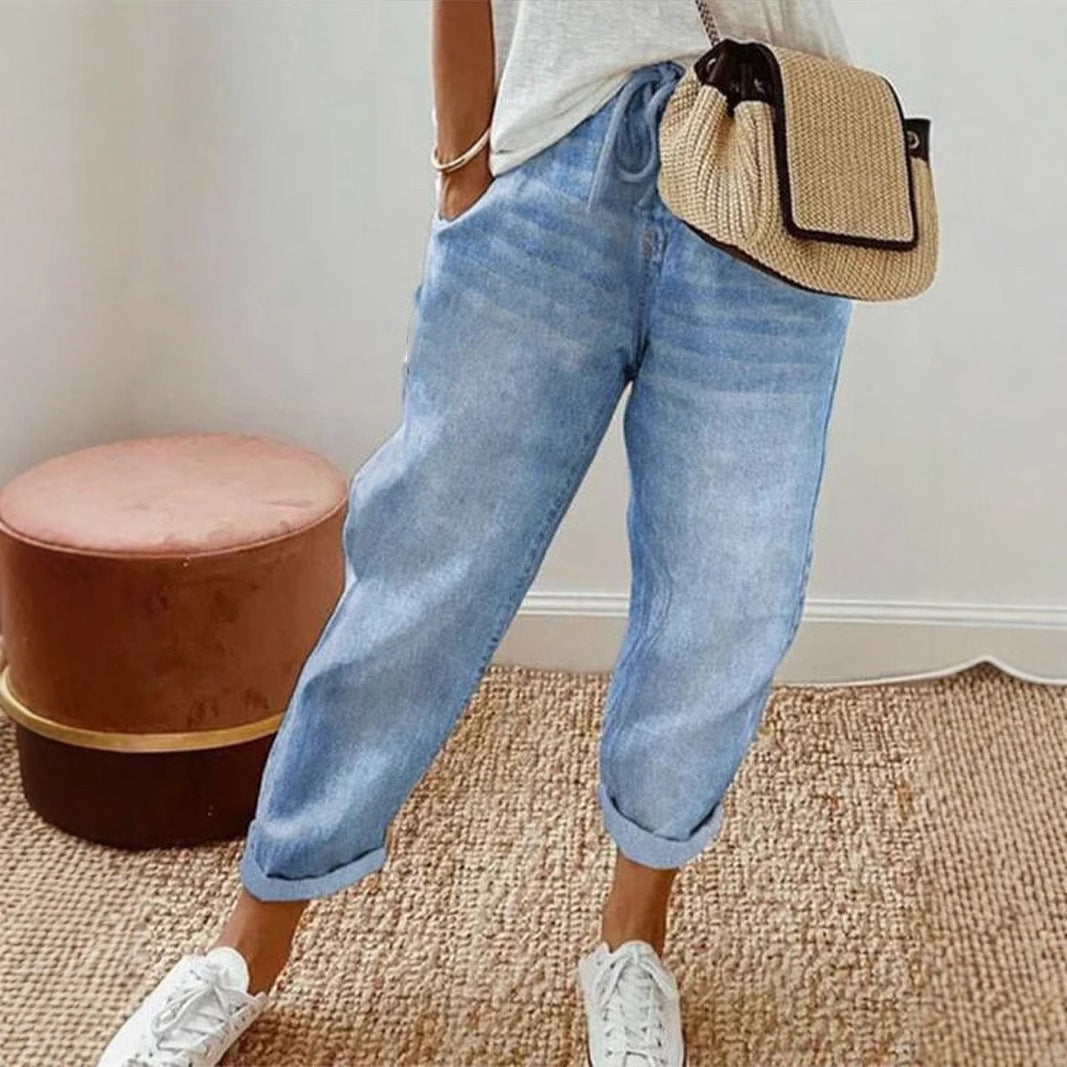 Women's Floral Print Fashion Graffiti Loose Pockets Casual Pants - X2-Shopping