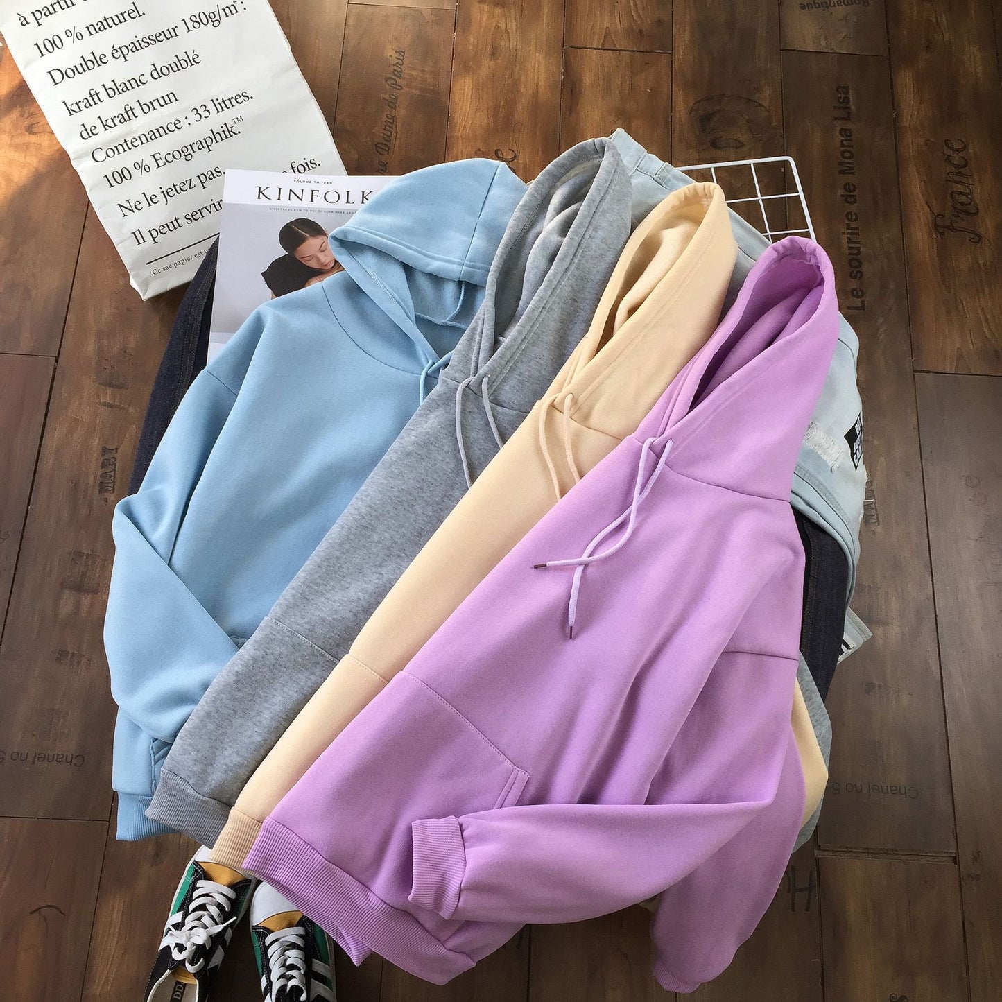 Long Sleeve Solid Color Hooded Sweater Couple - X2-Shopping