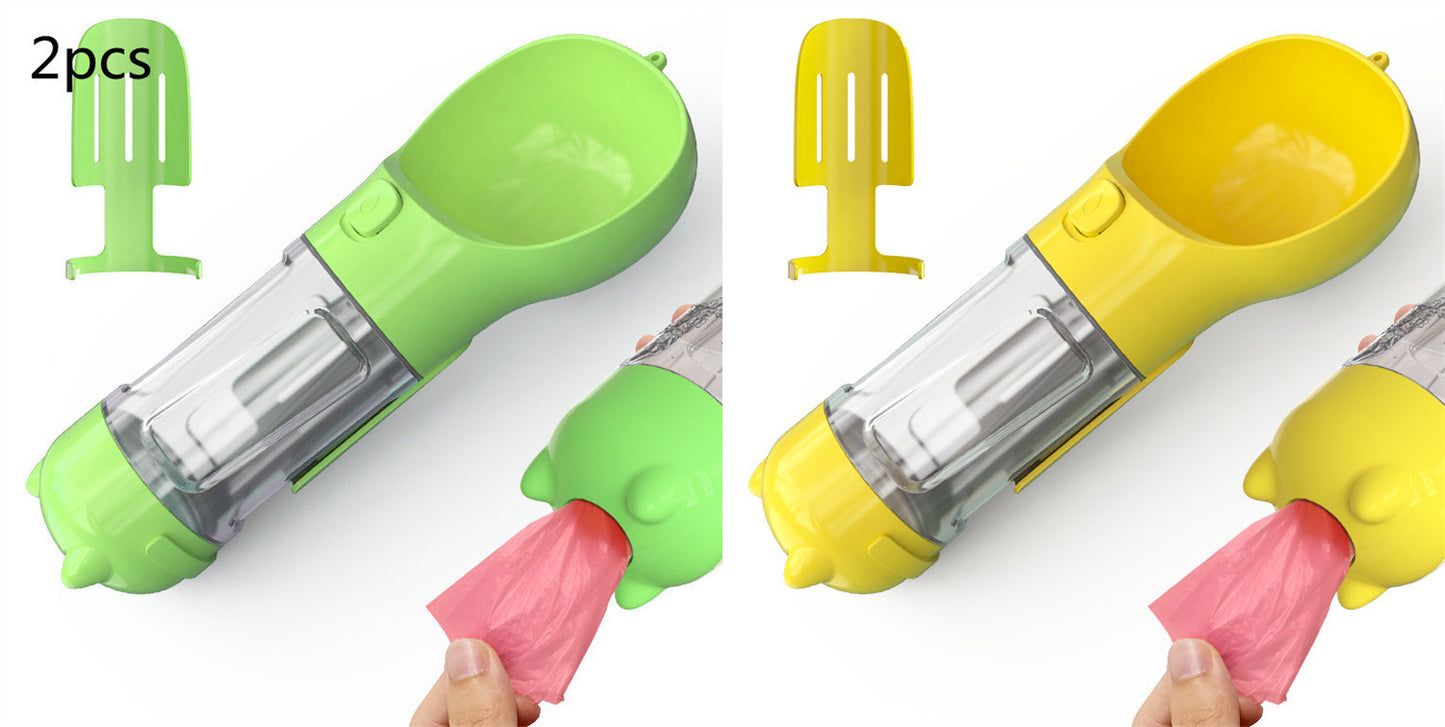 Pet Water Bottle Feeder Bowl Garbage Bag Storage Portable Pet Outdoor Travel 3 In 1 Dog Water Bottle - X2-Shopping