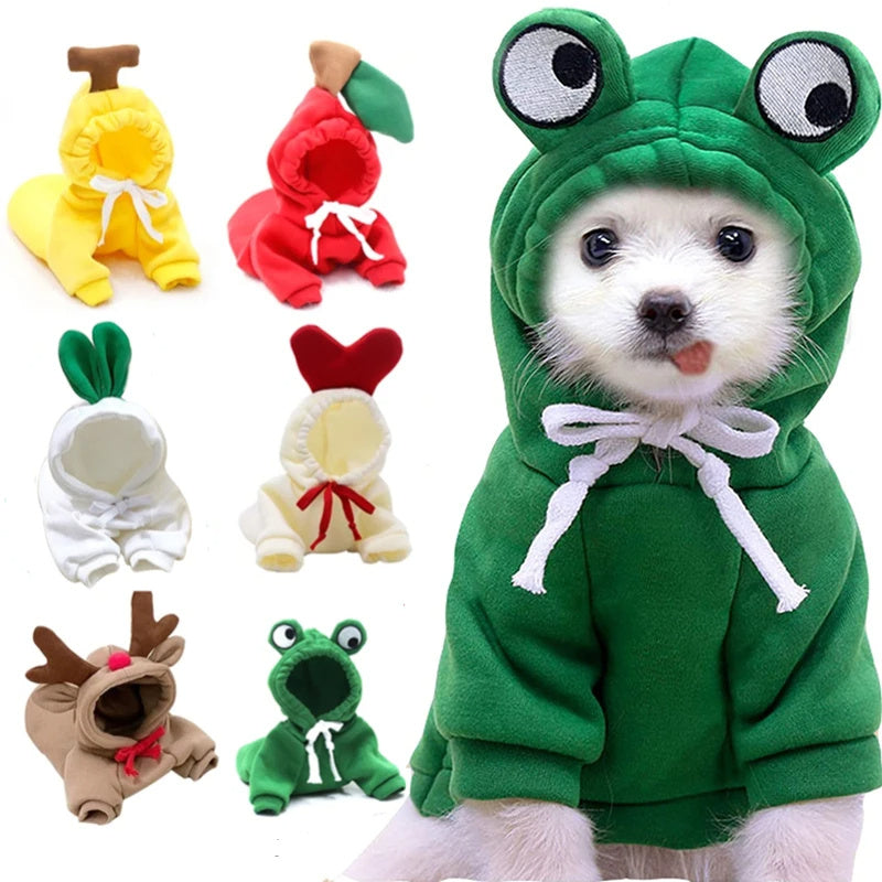 Cute Fruit Dog Clothes For Small Dogs Hoodies Winter Warm Fleece Pet Clothing Puppy Cat Costume Coat For French Chihuahua Outfit - X2-Shopping