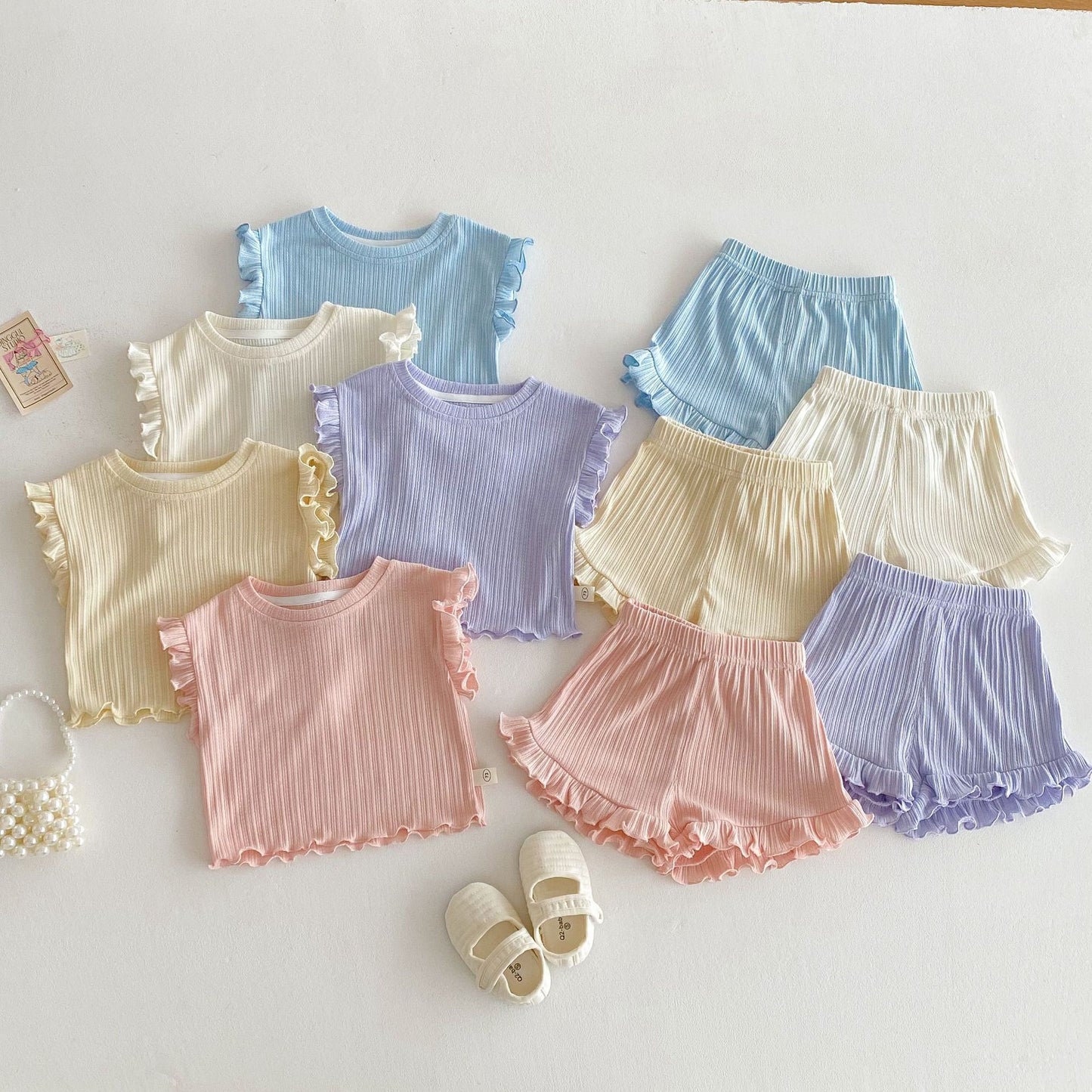Holzohrweste Baby Modische Shorts im koreanischen Stil Mode Zweiteiliger Anzug