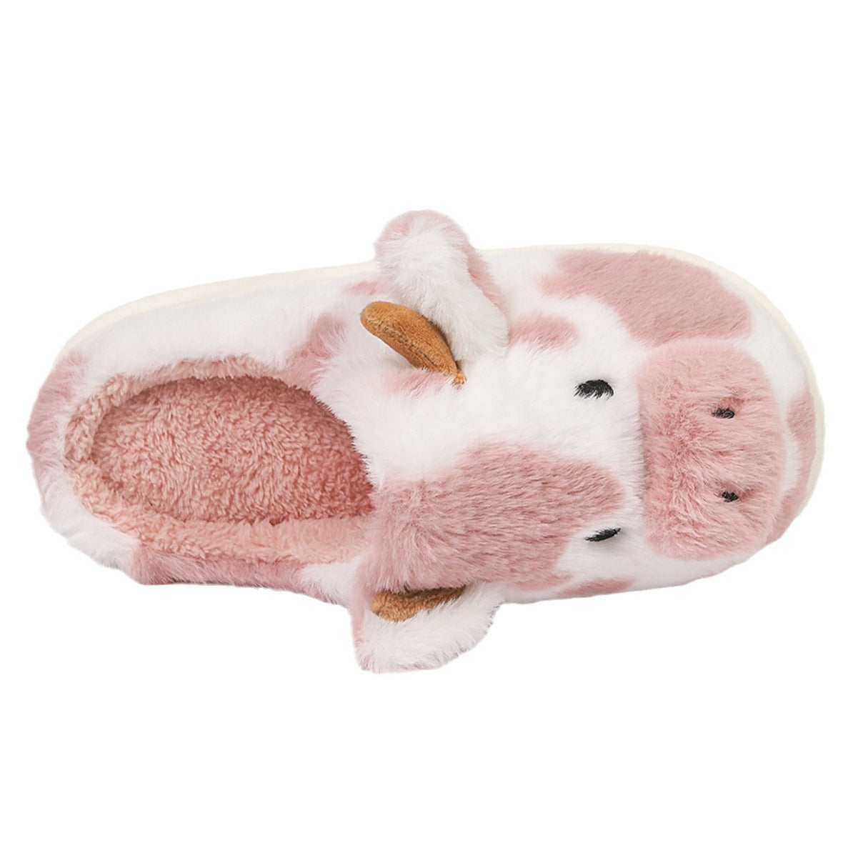 Flauschige Hausschuhe mit Zehenkappe und gefleckter Kuh