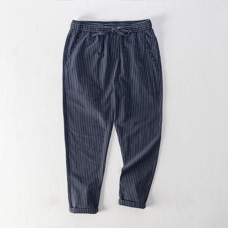 Simple Tether Casual Men's Contrast Color Striped Ankle-length Pants