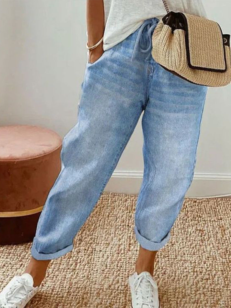 Women's Floral Print Fashion Graffiti Loose Pockets Casual Pants - X2-Shopping