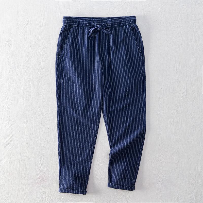 Simple Tether Casual Men's Contrast Color Striped Ankle-length Pants