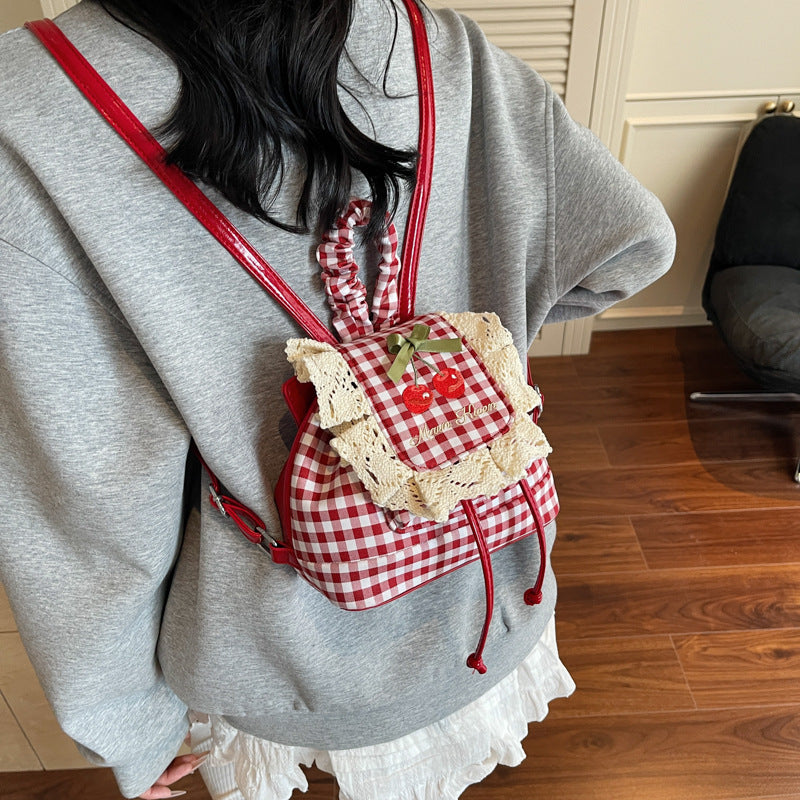 Sweet Lace Mini Checkered Backpack
