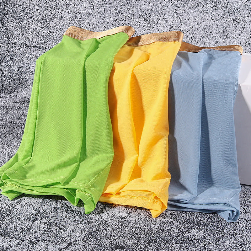 Summer Ice Silk Men's Underwear Boxers Semi-permeable Low Waist Breathable