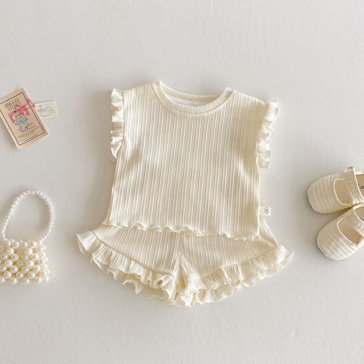 Holzohrweste Baby Modische Shorts im koreanischen Stil Mode Zweiteiliger Anzug