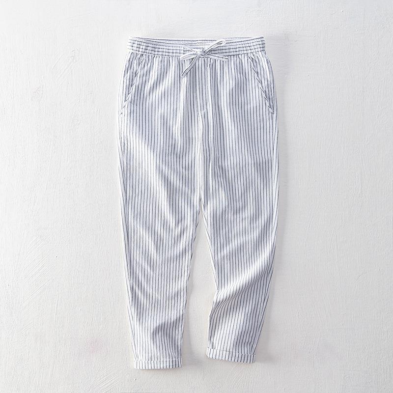 Simple Tether Casual Men's Contrast Color Striped Ankle-length Pants
