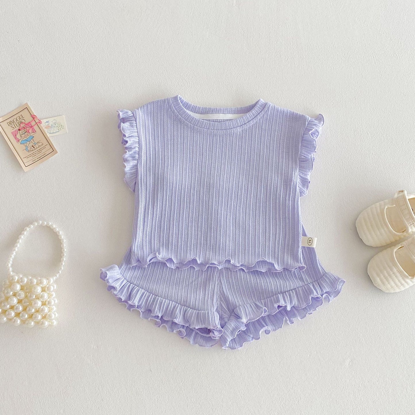 Holzohrweste Baby Modische Shorts im koreanischen Stil Mode Zweiteiliger Anzug