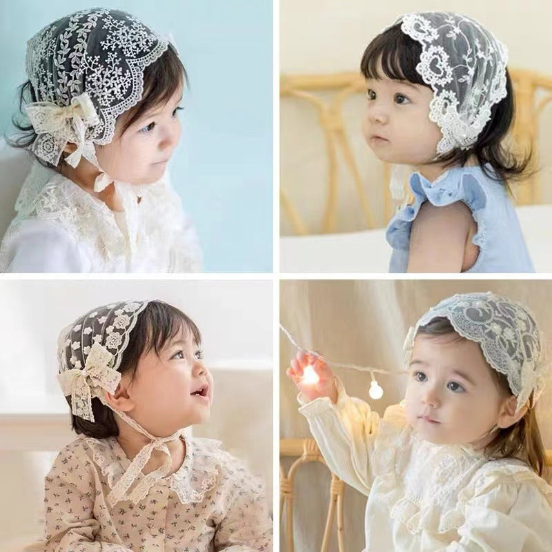 Kinder Spitze Dekor Hut Sommer Dünne Prinzessin Pflege Tür Bogen Baby Mädchen Haar Band