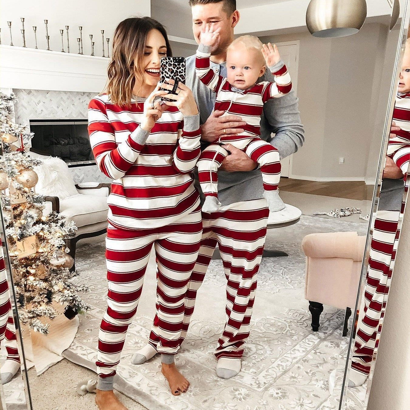 Parent-child Striped Christmas Family Set - X2-Shopping