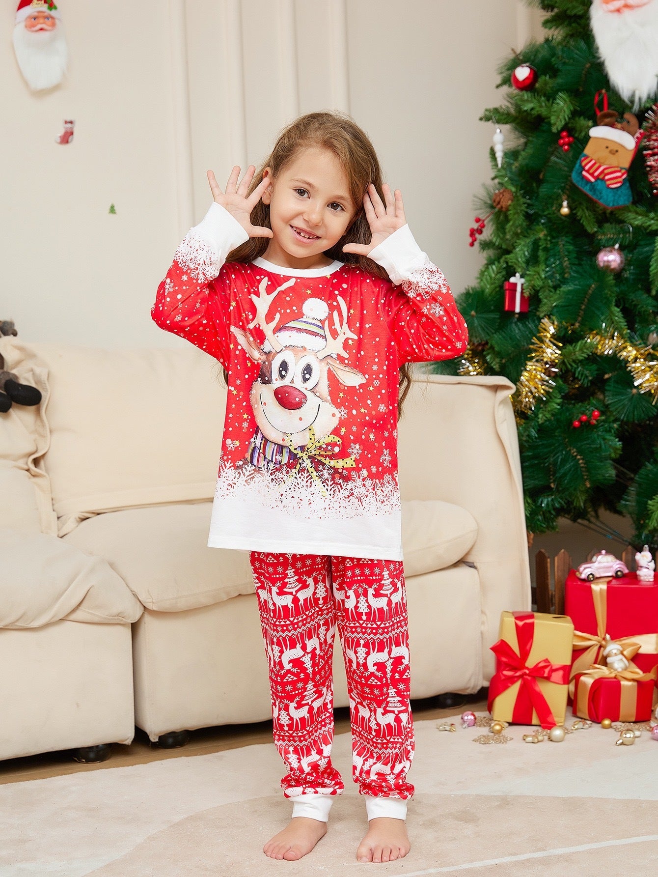 Christmas Print Long Sleeve Casual Parent-Child Suit - X2-Shopping
