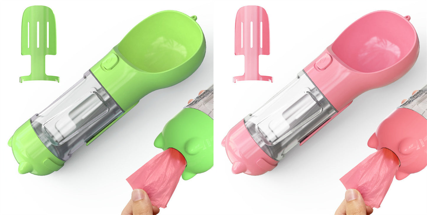 Pet Water Bottle Feeder Bowl Garbage Bag Storage Portable Pet Outdoor Travel 3 In 1 Dog Water Bottle - X2-Shopping