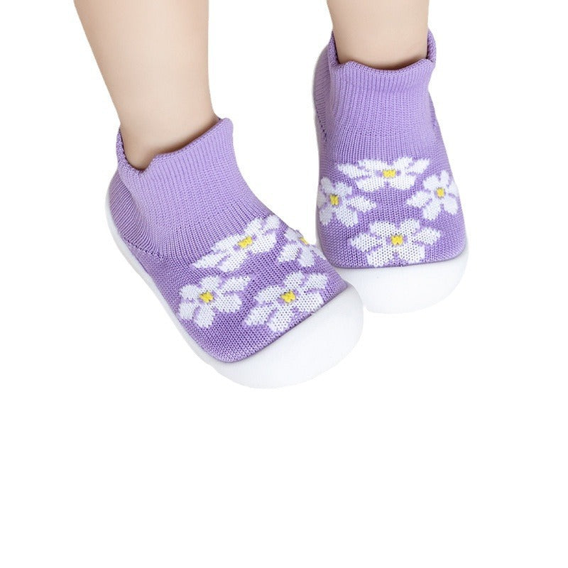 Babyschuhe mit weicher Sohle, rutschfest, atmungsaktiv, aus Strick