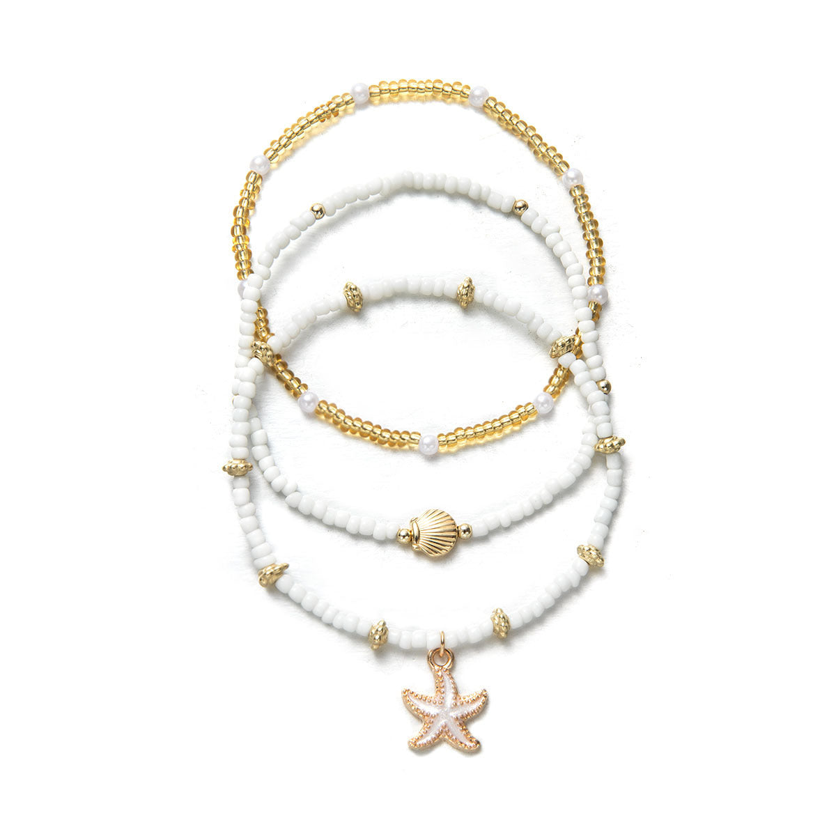 Woven Adjustable Women's Anklet 3-piece Set