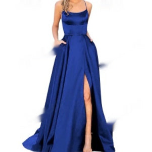 Solid Color Long Slimming And Shoulder Hollow Girlfriends Fashion Bridesmaid Party Dress - X2-Shopping