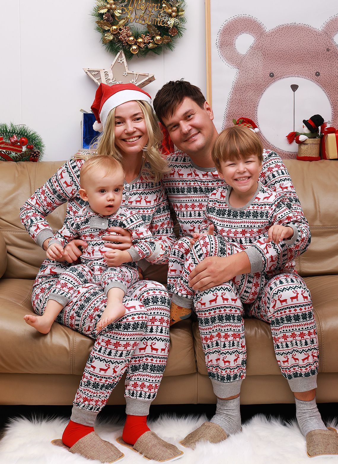 Christmas Pajamas Family Matching New Year Father Mother Kids Baby Look Clothes Set Dad Mom And Daughter Son Pyjamas Outfit - X2-Shopping
