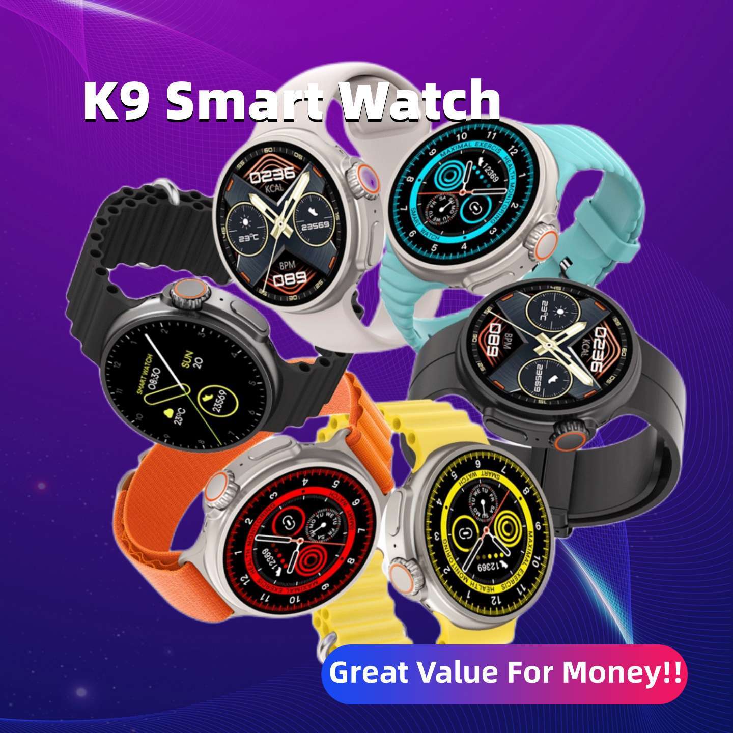 Neue K9 Smart Watch 1.39 Runder Bildschirm-Encoder True Screw Clip Kabelloses Laden NFC Offline- und Zahlungsfunktion