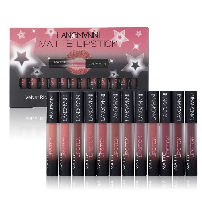 Mattes Lippenstift-Set, wasserfest, langanhaltend, samtig