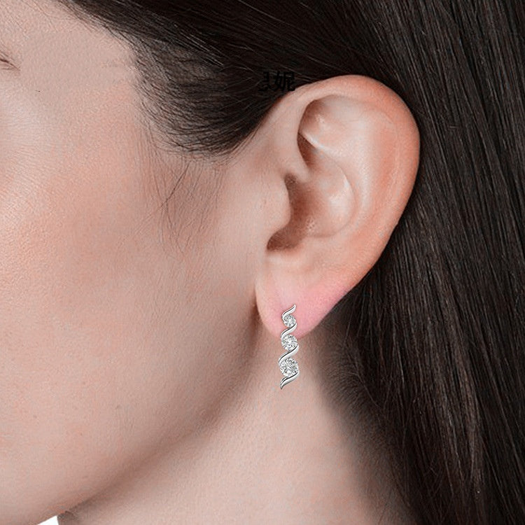 Diamond Stud All-match S925 Silver Earrings Necklace Suit