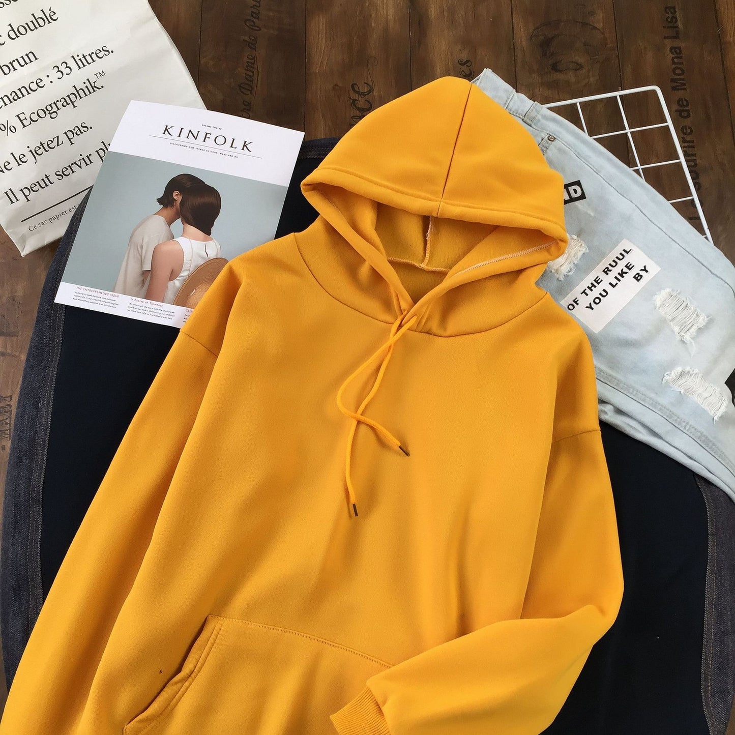 Long Sleeve Solid Color Hooded Sweater Couple - X2-Shopping