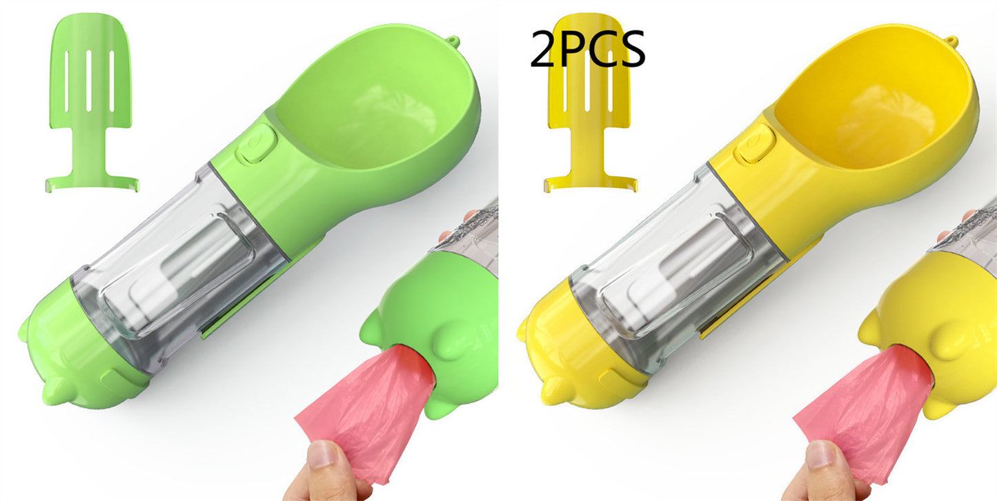 Pet Water Bottle Feeder Bowl Garbage Bag Storage Portable Pet Outdoor Travel 3 In 1 Dog Water Bottle - X2-Shopping