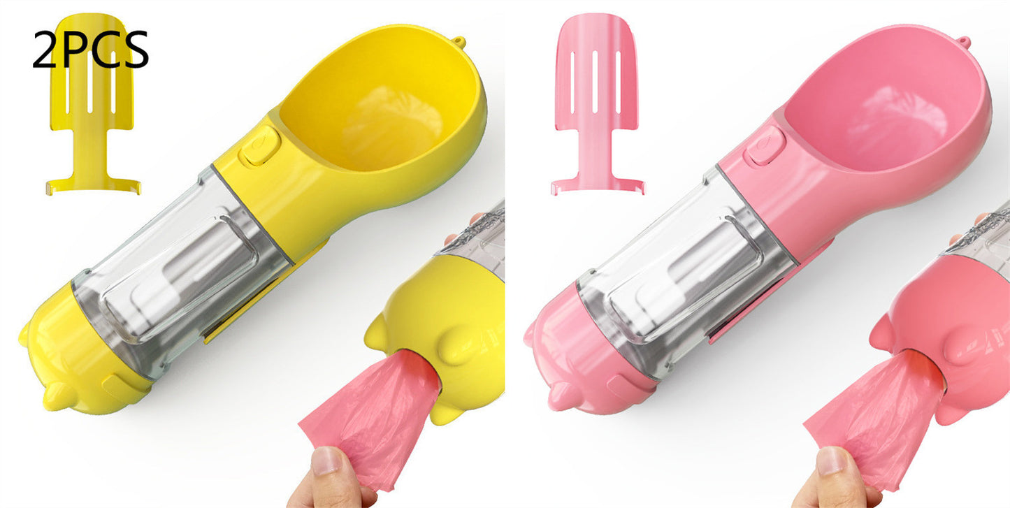 Pet Water Bottle Feeder Bowl Garbage Bag Storage Portable Pet Outdoor Travel 3 In 1 Dog Water Bottle - X2-Shopping