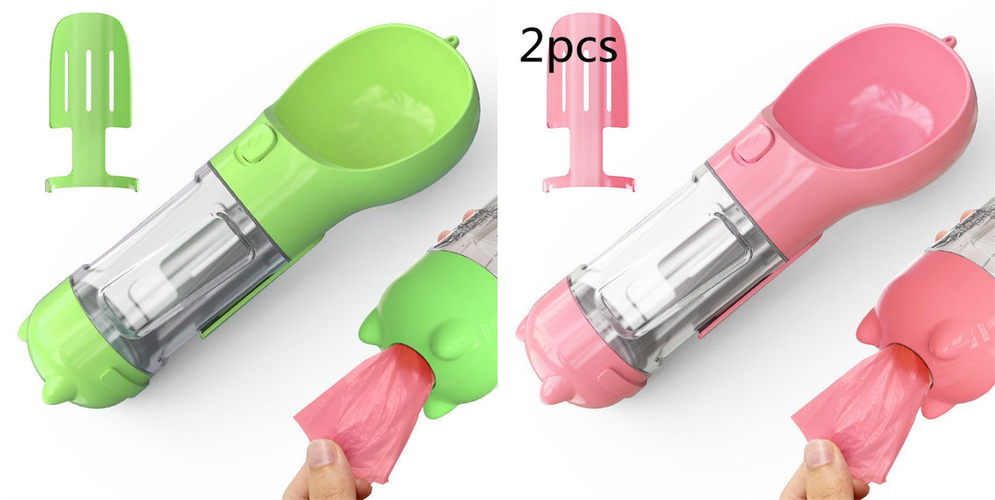 Pet Water Bottle Feeder Bowl Garbage Bag Storage Portable Pet Outdoor Travel 3 In 1 Dog Water Bottle - X2-Shopping