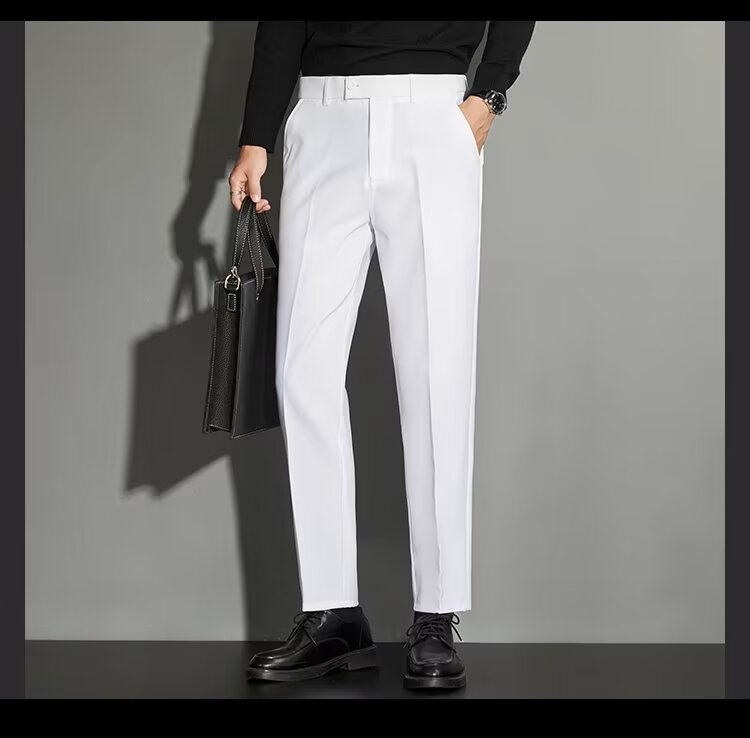 Spring Draping Effect Straight All-matching Ankle-length Suit Pants