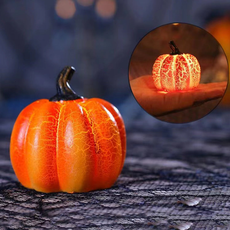 Neu Halloween Kürbis Laterne Simulation Kürbis LED Kerze Lampe Harz Leucht Kürbis
