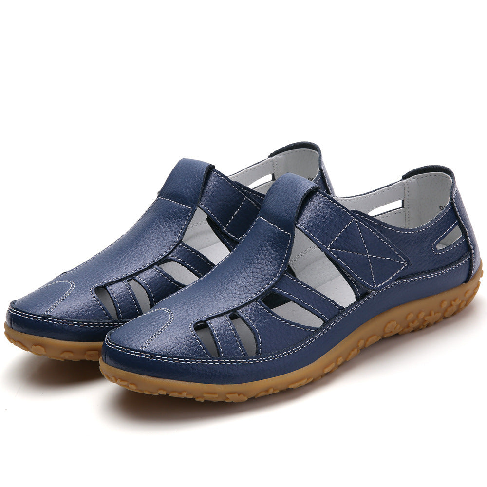 Sommer Handgemachte Retro Weiche Sohle Leder Klettverschluss Casual Damenschuhe
