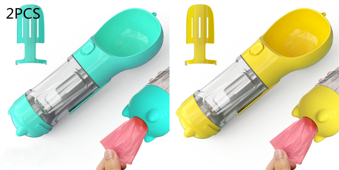 Pet Water Bottle Feeder Bowl Garbage Bag Storage Portable Pet Outdoor Travel 3 In 1 Dog Water Bottle - X2-Shopping