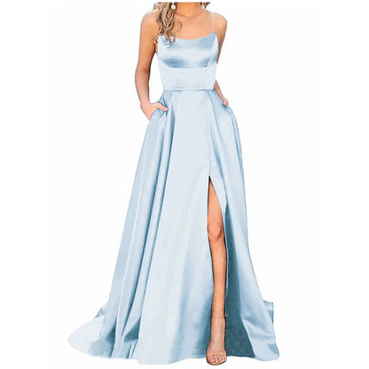 Solid Color Long Slimming And Shoulder Hollow Girlfriends Fashion Bridesmaid Party Dress - X2-Shopping
