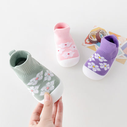 Babyschuhe mit weicher Sohle, rutschfest, atmungsaktiv, aus Strick