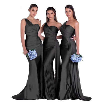 Plus Size Fat MM Mermaid One Shoulder Elegant Wedding Dress - X2-Shopping