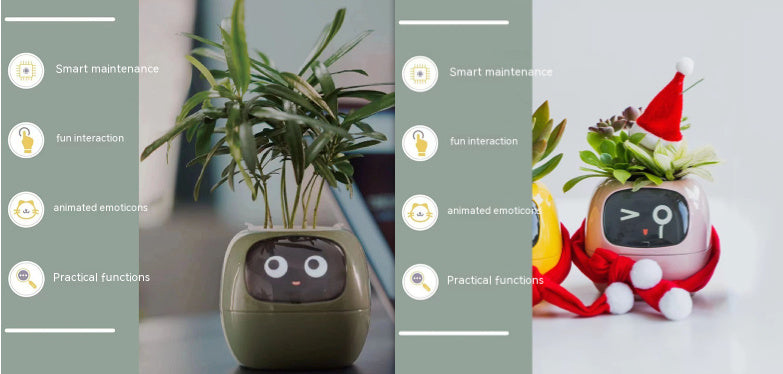 Smart Planter – Endloser Spaß – Über 49 ausdrucksstarke Ausdrücke – 7 intelligente Sensoren und KI-Chips machen das Pflanzenaufziehen einfach und unterhaltsam