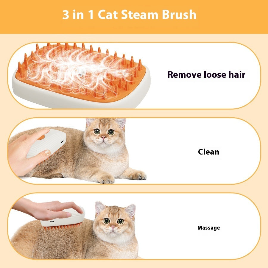 USB Rechargeable Pets Steam Brush Spray Massage Comb Pet Grooming Tools Cat Steam Comb Pet Products - X2-Shopping