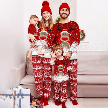 Christmas Print Long Sleeve Casual Parent-Child Suit - X2-Shopping