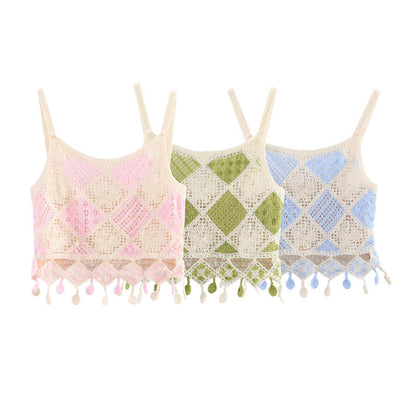Hollow-out Design Sense Niche Crocheted Camisole Top