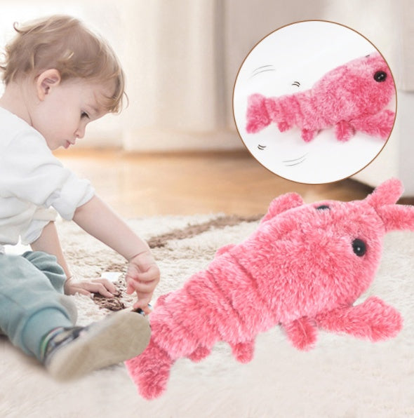 Pet Toys Electric Jumping Shrimp USB Charging Simulation Lobster Funny Cat Plush Pets Toy - X2-Shopping