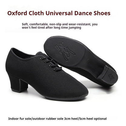 Oxford Cloth Dancing Shoes Ethnic Dance Middle Heel Men's Professional Ballroom Dancing Shoes