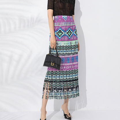 Summer New Pleated Print Skirt For Women