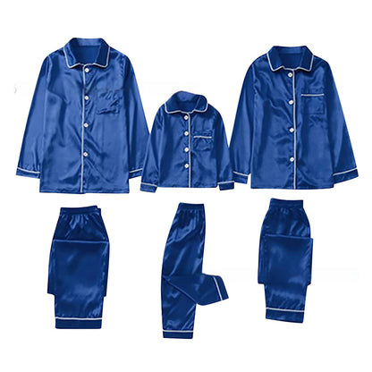 Children's Long-sleeved Parent-child Ice Silk Pajamas Suit - X2-Shopping