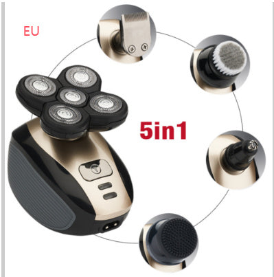 5-in-1-Multifunktions-Elektrorasierer mit 5 Klingen für Männer, rasierter Kopf, wiederaufladbare Rasiermaschine, Bart- und Nasenhaarschneider