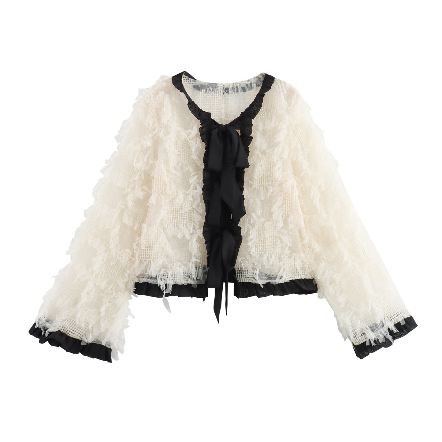 Classic Style Short Coat Lace-up Design Socialite Women